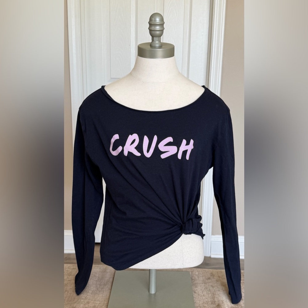 Victoria's Secret Navy Long Sleeve Top with Lavender CRUSH Graphic